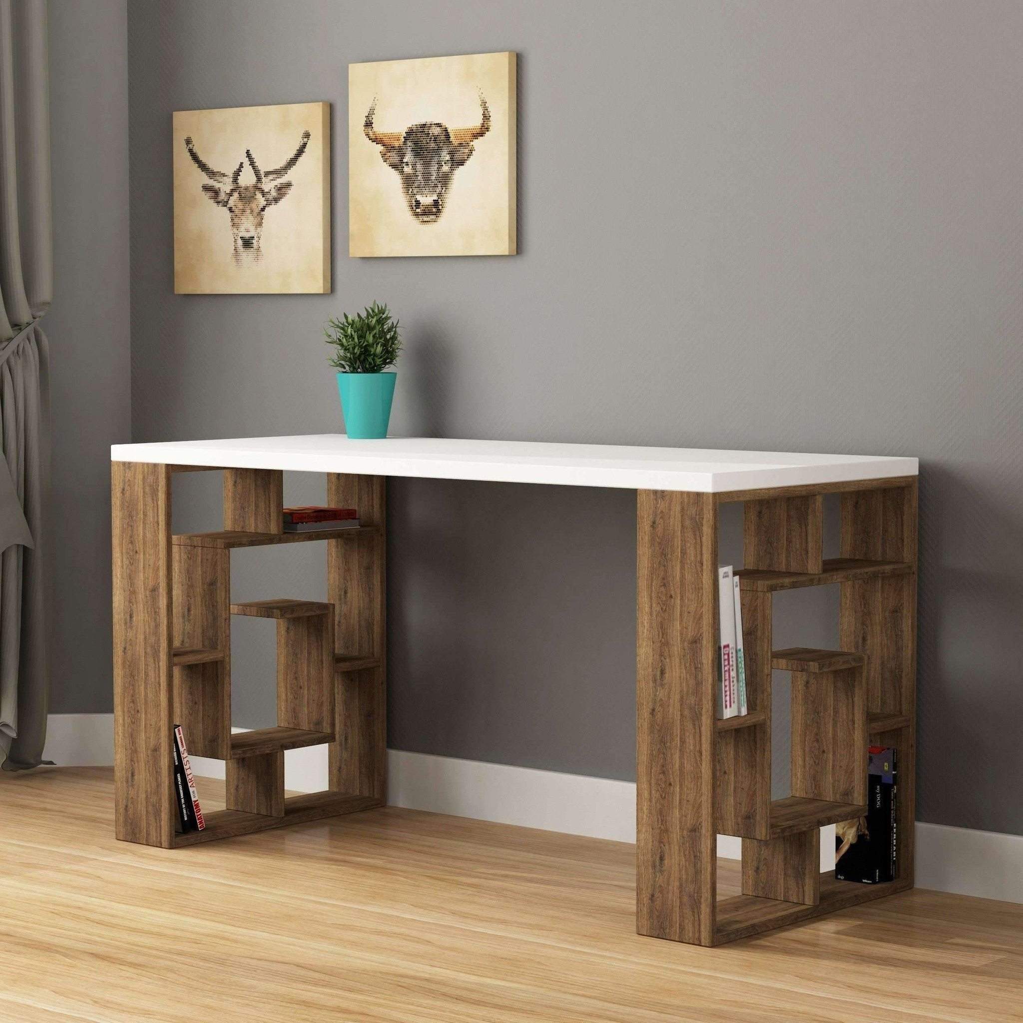 Desk oak deals and white